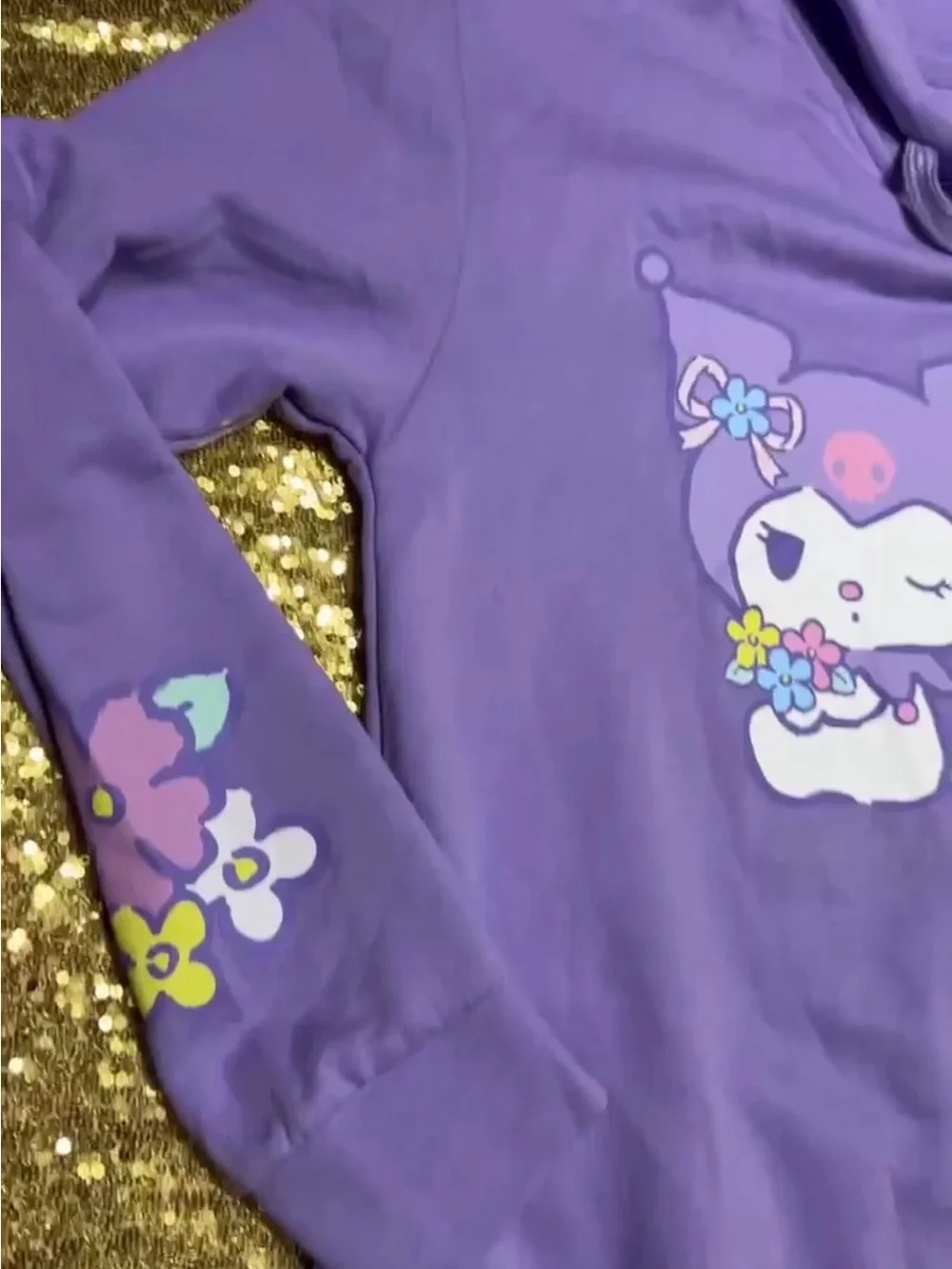 Sanrio Lavender My Melody Hooded Sweatshirt with Floral Accents